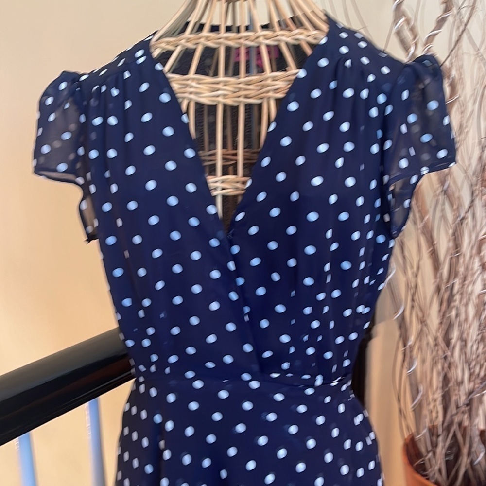 Betsy Johnson 🎈sale🎈blue dress with white polkadots - Picture 2 of 8